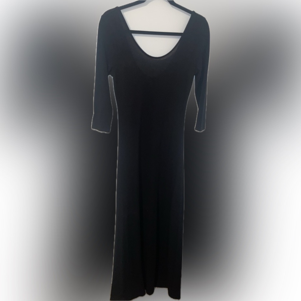 Long black maxi dress thicker material three quarter sleeve